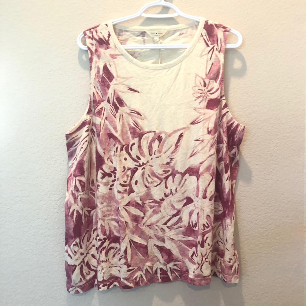 Lucky brand women xl tank top cream pink NWT - Picture 1 of 6